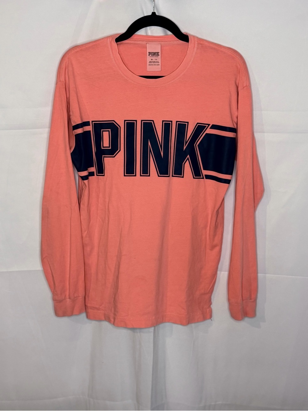 Y2K PINK Victoria's Secret Long Sleeve Logo Tee - Coral Pink